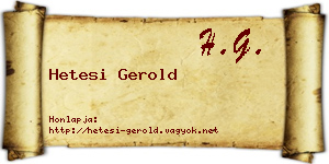 Hetesi Gerold névjegykártya
